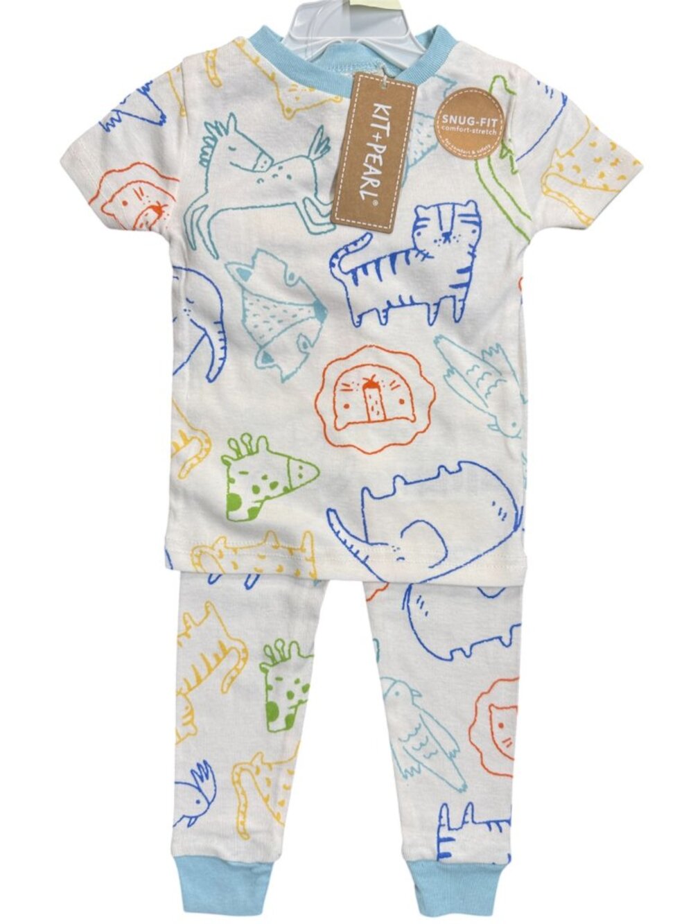 kit + Pearl Kids Snug Fit Comfort Stretch 2 Piece Short Sleeve Pajama Set, 18M